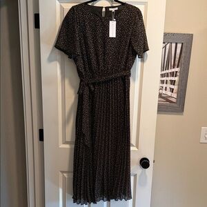 Baltic Born Black Floral Midi Dress with Belt